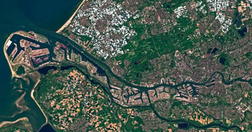 Satellite image of the port of Rotterdam, The Netherlands
