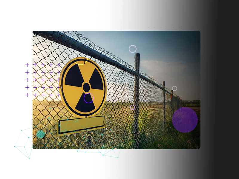 Radioactive sign on a fence