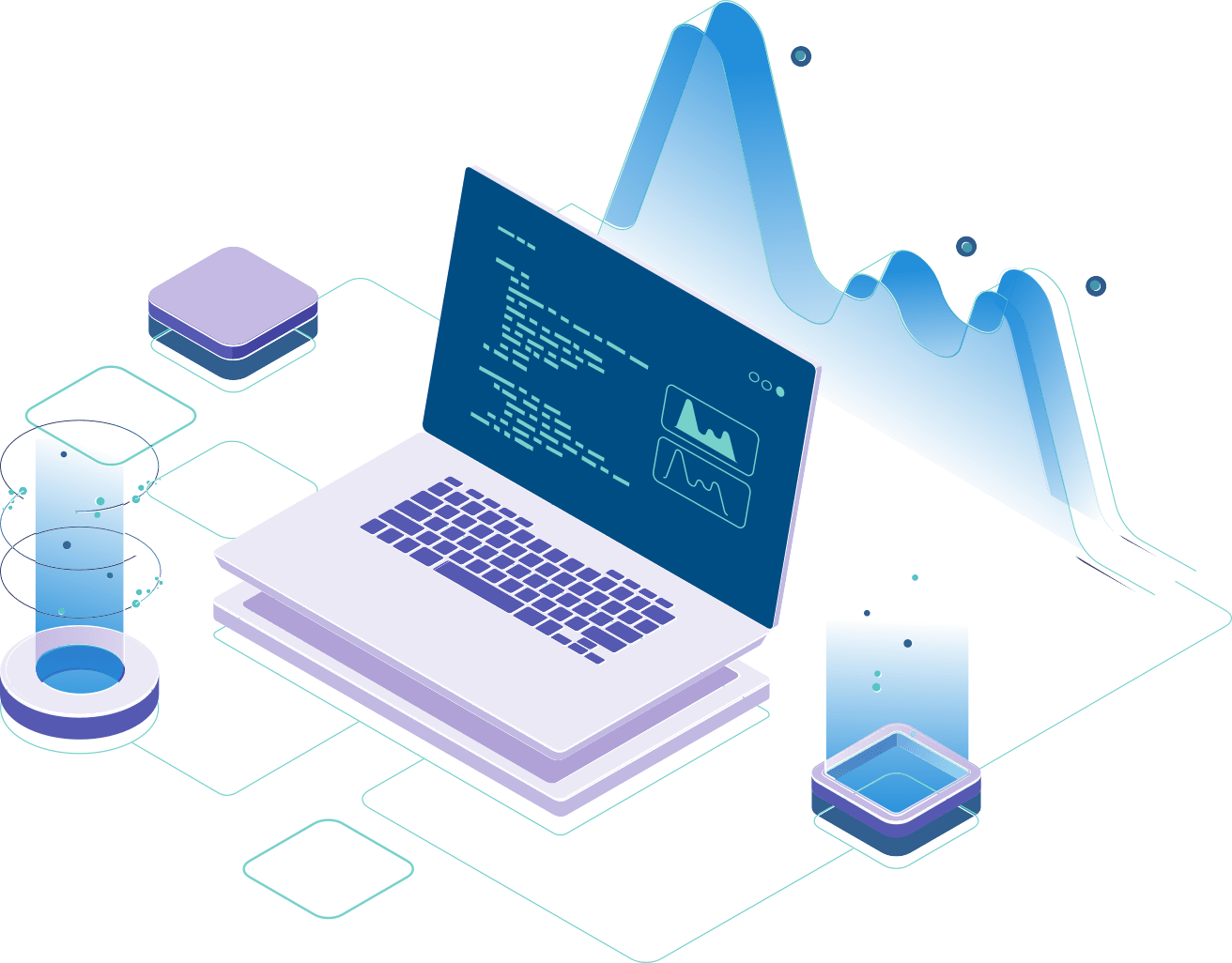 isometric diagram showing the analytics lifecycle